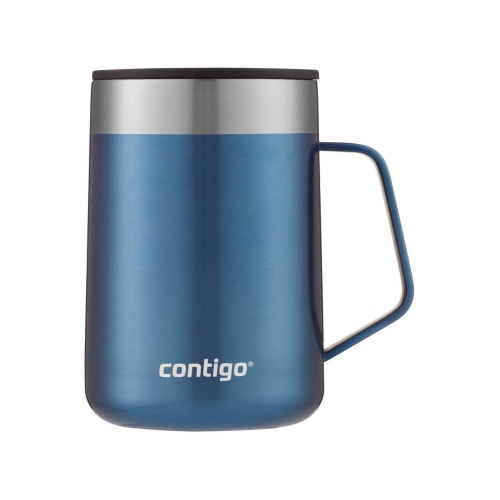 Image 1 of 7.. Contigo - Streeterville Stainless Steel Travel Mug with Handle, Sliding Lid, Insulated, 14oz / 414ml, Corn Blue