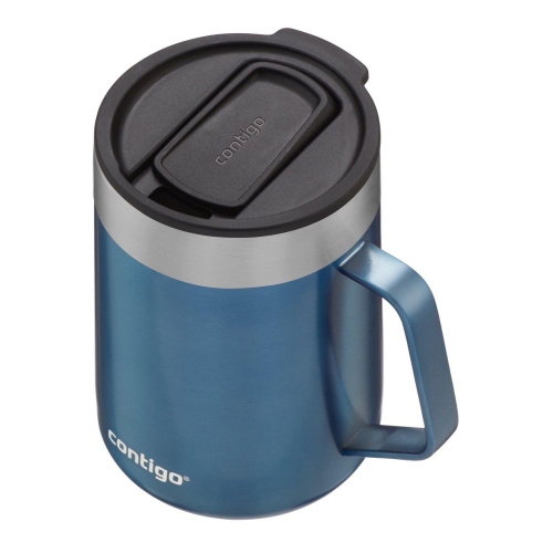 Contigo - Streeterville Stainless Steel Travel Mug with Handle, Sliding Lid, Insulated, 14oz / 414ml, Corn Blue