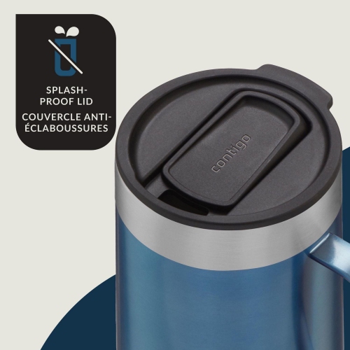 Contigo - Streeterville Stainless Steel Travel Mug with Handle, Sliding Lid, Insulated, 14oz / 414ml, Corn Blue
