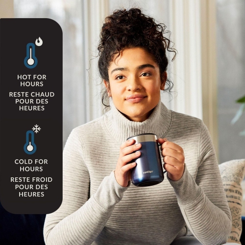 Contigo - Streeterville Stainless Steel Travel Mug with Handle, Sliding Lid, Insulated, 14oz / 414ml, Corn Blue