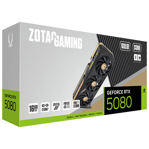 Carte graphique de jeu GeForce RTX 5080 Solid Core OC 16 Go GDDR7 de ZOTAC