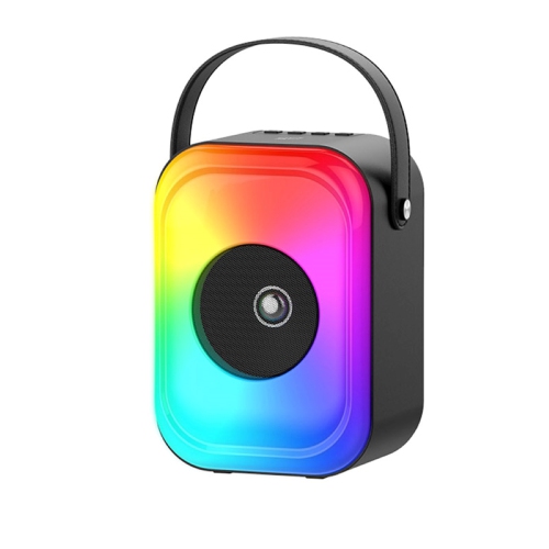 Haut-parleur portatif sans fil 4&nbsp;po Bluetooth Bluetooth pleine gamme avec éclairage DEL RVB T1, haut-parleur portatif chariot extérieur_Noir