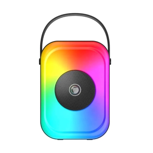 Haut-parleur portatif sans fil 4&nbsp;po Bluetooth Bluetooth pleine gamme avec éclairage DEL RVB T1, haut-parleur portatif chariot extérieur_Noir