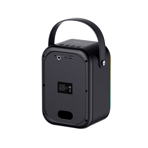 Haut-parleur portatif sans fil 4&nbsp;po Bluetooth Bluetooth pleine gamme avec éclairage DEL RVB T1, haut-parleur portatif chariot extérieur_Noir