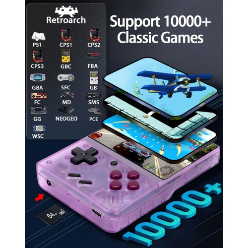 Miyoo Mini Plus,Retro Game Console with 64G TF Card,Support 10000+Games,3.5-inch Portable Rechargeable Open Source Game Console Emulator with Storage