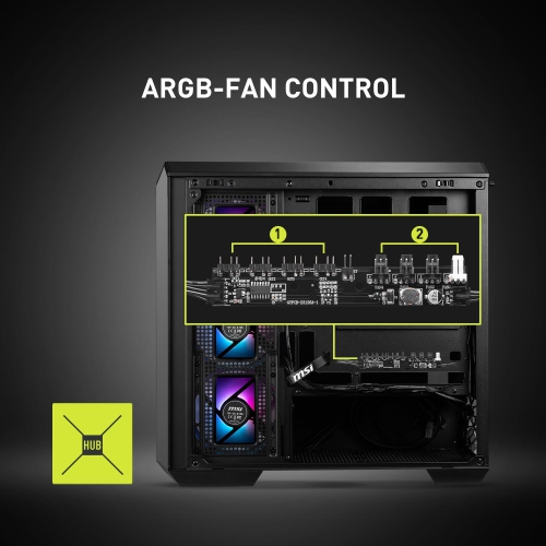 MSI MAG PANO 120R PZ - ATX Mid-Tower Gaming PC Case - 270-degree Tempered Glass Panel - Liquid Cooling Support up to 360mm Radiator - Pre-Installed 7