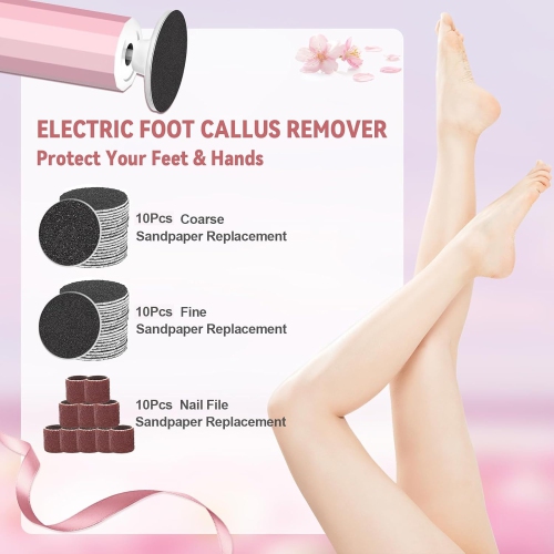 Electric Foot Callus Remover,2-in-1 Electric Foot Filer Nail Filer,Callus Remover for Feet with Sandpaper Discs,Professional Feet Care for Dead Skin