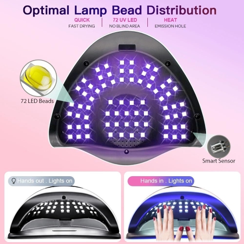 Lampe à ongles UV LED Professional LED Sèche-ongles pour ongles en gel,Écran tactile 4 minuteries et capteur automatique pour salon de coiffure,Lampe