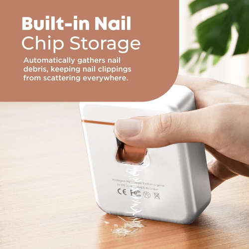 Coupe-ongles électrique automatique, coupe-ongles à batterie rechargeable pour aînés, coupe-ongles automatique à 3 niveaux de vitesse avec éclairage