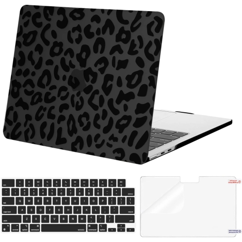 Compatible avec l'étui pour MacBook Air 13&nbsp;po 2025 2024 2023 2022 M3 A3113 M2 A2681, plastique à grain léopard dur