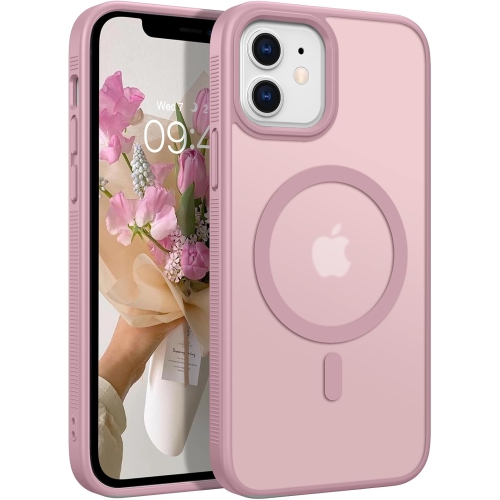 Pour iPhone 12 Étui Étui pour iPhone 12 Pro Compatible avec MagSafe Couverture magnétique givrée translucide mat sans fil