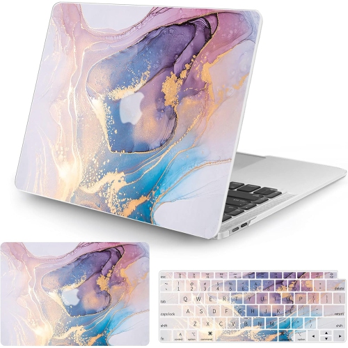 Compatible avec l'étui pour portable MacBook Air de 13&nbsp;po 2020 2019 2018 Release A2337 M1/A2179/A1932, étui marbré coloré