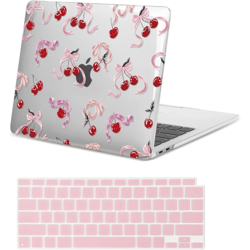 Compatible avec MacBook Air 13&nbsp;po 2020-2018 M1 A2337/A2179/A1932, étui pour MacBook Air, cravate rose cerise transparent