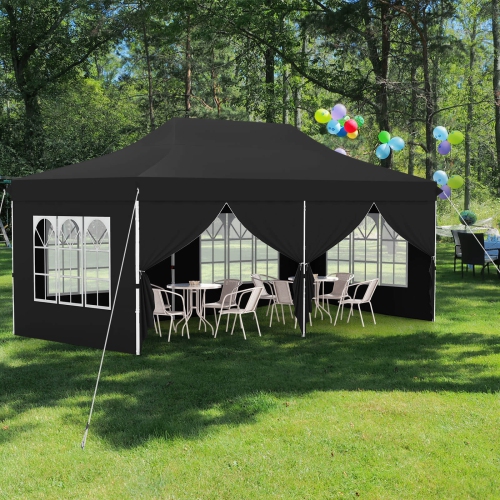Costway 10 x 20FT Pop up Canopy Outdoor Canopy Tent with 6 Sidewalls Carrying Bag
