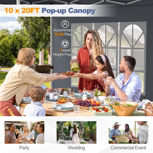 Costway 10 x 20FT Pop up Canopy Outdoor Canopy Tent with 6 Sidewalls Carrying Bag