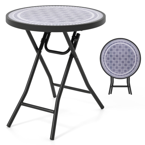 Table basse ronde compacte pliante de 18 po de Costway avec surface en verre trempé