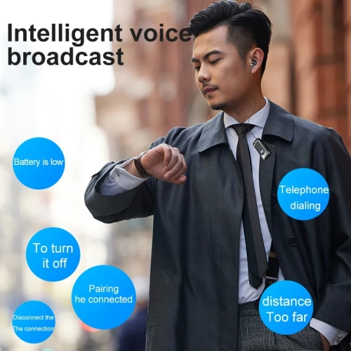 Lavalier Business Bluetooth Headphone ,Led Digital Display,noise Cancelling Mic Retractable Wireless Earphones