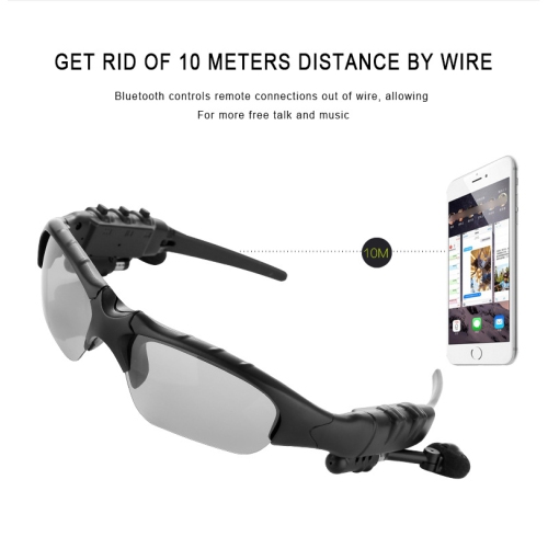Écouteurs Bluetooth Lunettes de soleil polarisées Sports extérieur Cyclisme Audio Lunettes Son ambiophonique Écouteurs musique et appel gris