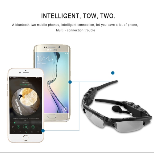 Écouteurs Bluetooth Lunettes de soleil polarisées Sports extérieur Cyclisme Audio Lunettes Son ambiophonique Écouteurs musique et appel gris