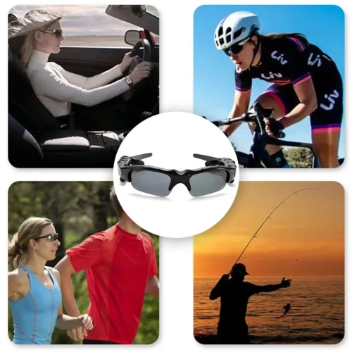 Écouteurs Bluetooth Lunettes de soleil polarisées Sports extérieur Cyclisme Audio Lunettes Son ambiophonique Écouteurs musique et appel gris