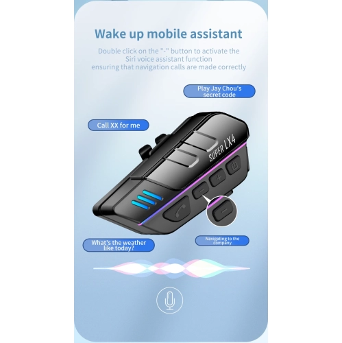 Casque de moto Casque Bluetooth, casque Breathing Light Bluetooth, casque Bluetooth, casque 2-EN-1 Mic CVC sans fil Moto pour casques