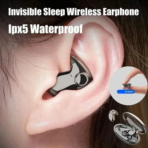Sleep Invisible Casque d'écoute sans fil Bluetooth Écouteurs bouton avec microphone pour téléphone Écouteurs Bluetooth 5,3
