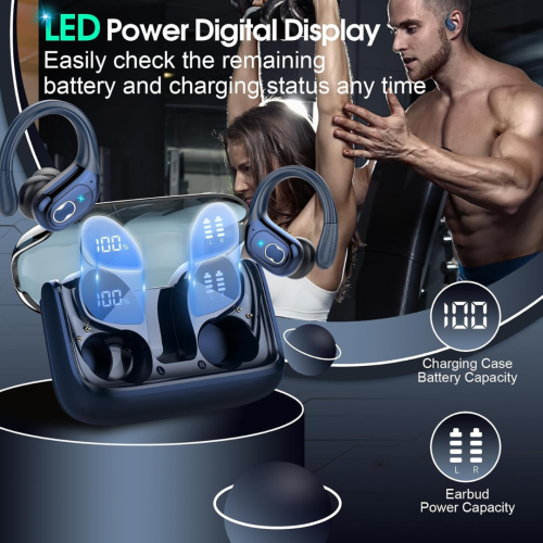 Wireless Earbuds, 75H Bluetooth 5.4 Headphones Sport, Bluetooth Earbuds with ENC Noise Canceling, HiFi Stereo Sound Wireless Headphones with