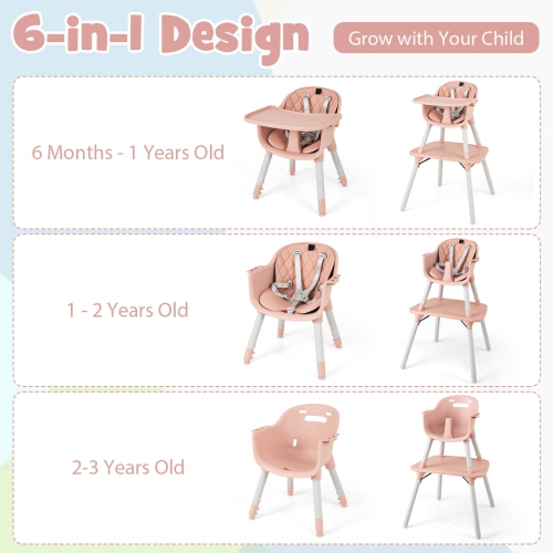 Babyjoy 4 in 1 Baby High Chair Convertible Toddler Table Chair Set with PU Cushion
