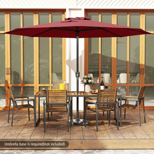Costway 12 FT Patio Umbrella Outdoor Market Umbrella with Crank Handle 8 Sturdy Ribs