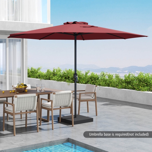 Costway 12 FT Patio Umbrella Outdoor Market Umbrella with Crank Handle 8 Sturdy Ribs