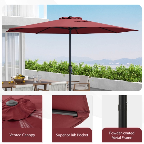 Costway 12 FT Patio Umbrella Outdoor Market Umbrella with Crank Handle 8 Sturdy Ribs