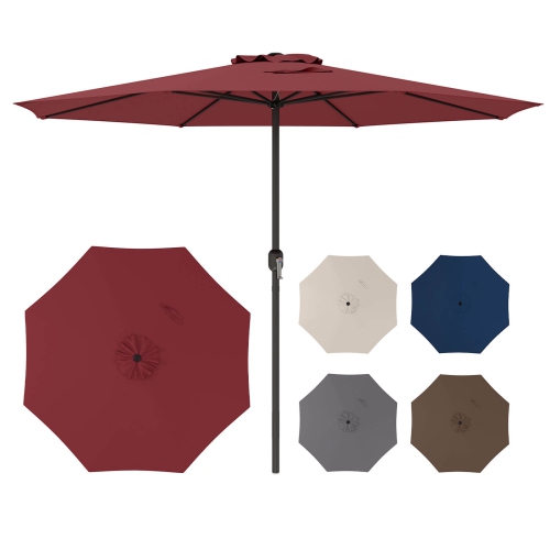 Costway 12 FT Patio Umbrella Outdoor Market Umbrella with Crank Handle 8 Sturdy Ribs