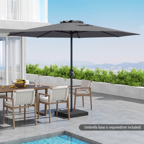 Costway 12 FT Patio Umbrella Outdoor Market Umbrella with Crank Handle 8 Sturdy Ribs