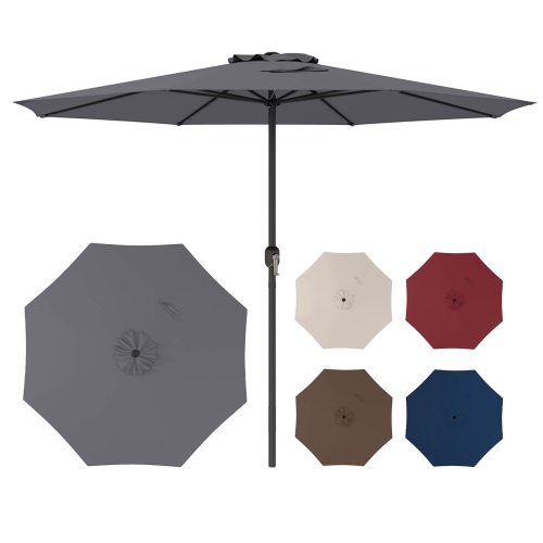 Costway 12 FT Patio Umbrella Outdoor Market Umbrella with Crank Handle 8 Sturdy Ribs