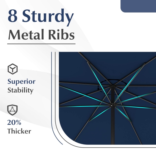 Costway 12 FT Patio Umbrella Outdoor Market Umbrella with Crank Handle 8 Sturdy Ribs