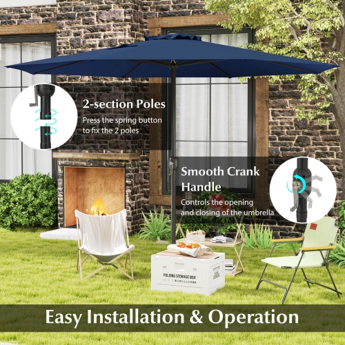 Costway 12 FT Patio Umbrella Outdoor Market Umbrella with Crank Handle 8 Sturdy Ribs