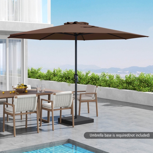 Costway 12 FT Patio Umbrella Outdoor Market Umbrella with Crank Handle 8 Sturdy Ribs