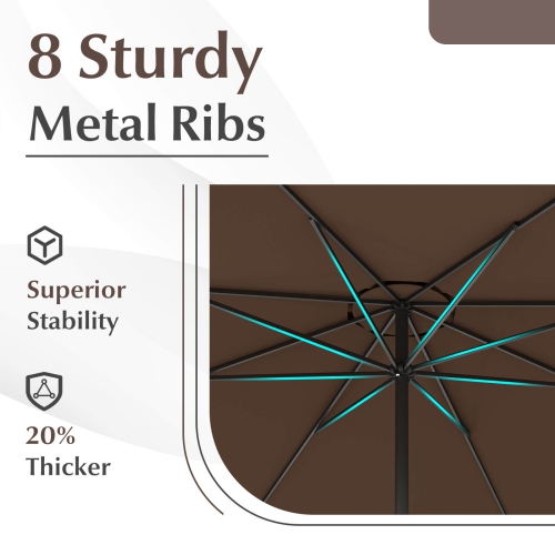 Costway 12 FT Patio Umbrella Outdoor Market Umbrella with Crank Handle 8 Sturdy Ribs