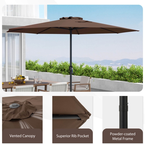 Costway 12 FT Patio Umbrella Outdoor Market Umbrella with Crank Handle 8 Sturdy Ribs