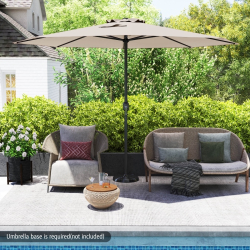 Costway 12 FT Patio Umbrella Outdoor Market Umbrella with Crank Handle 8 Sturdy Ribs