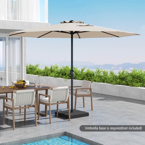 Costway 12 FT Patio Umbrella Outdoor Market Umbrella with Crank Handle 8 Sturdy Ribs