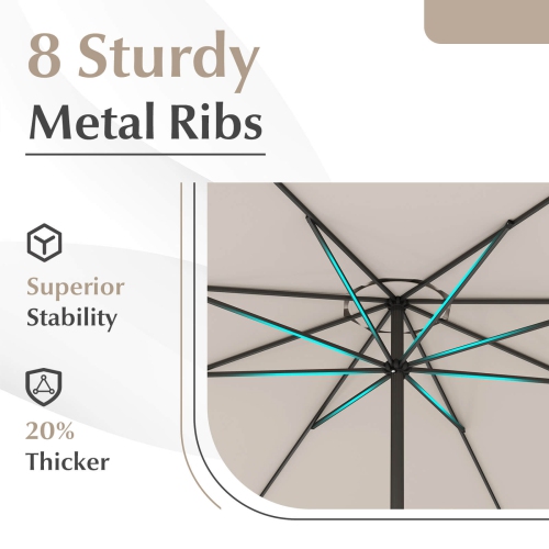 Costway 12 FT Patio Umbrella Outdoor Market Umbrella with Crank Handle 8 Sturdy Ribs