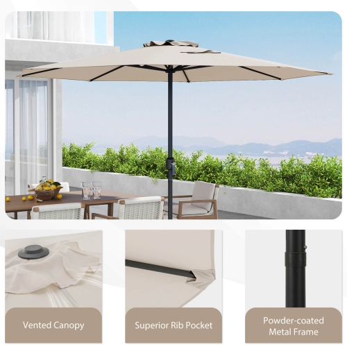 Costway 12 FT Patio Umbrella Outdoor Market Umbrella with Crank Handle 8 Sturdy Ribs