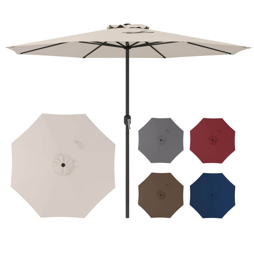 Costway 12 FT Patio Umbrella Outdoor Market Umbrella with Crank Handle 8 Sturdy Ribs