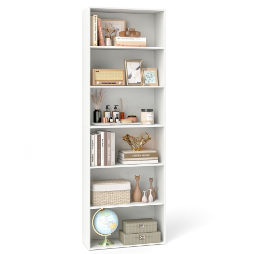 Costway 70" Tall 6-Tier Bookcase with 6 Open Shelves Anti-Toppling Kits for Living Room