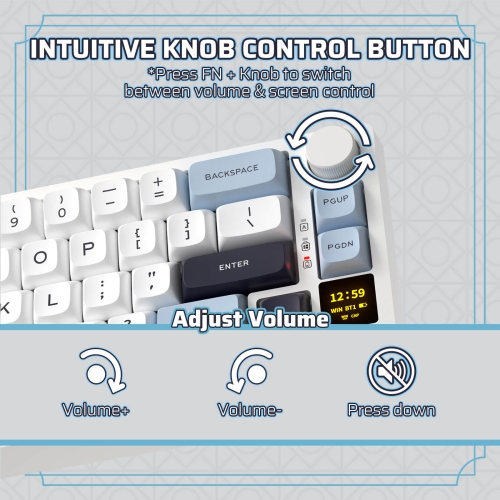 LTC Nimbleback NB682 PRO 65% Wireless Mechanical Keyboard – RGB, Display Screen, Volume Knob, Hot-Swap PCB