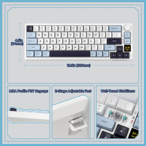 LTC Nimbleback NB682 PRO 65% Wireless Mechanical Keyboard – RGB, Display Screen, Volume Knob, Hot-Swap PCB