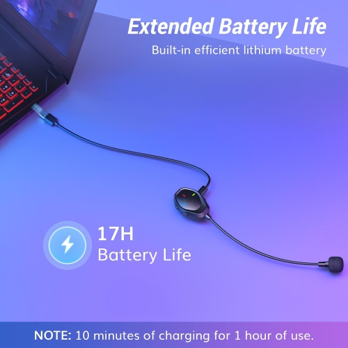 TONOR TGP1 Wireless Mic - Gaming Headset Boom Mic for PS4/PS5, Xbox, PC, Mac, & More - Noise Reduction, USB Rechargeable