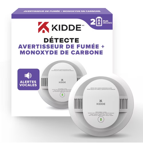 Image 1 of 5.. Kidde Battery-Operated Combination Smoke and CO Alarm with Voice Alert and 2 AA Batteries