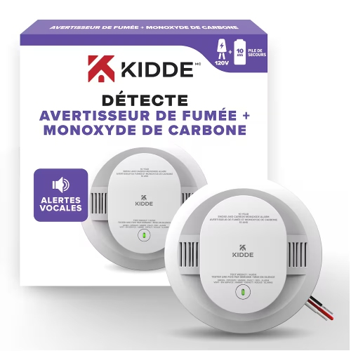 Image 1 of 4.. Kidde Hardwired Combination Smoke and CO Alarm with Voice Alert and 10-Year Backup Backup Battery
